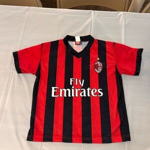 AC Milan Home Football Shirt, Kids Size 4 Soccer Jersey Fly Emirates